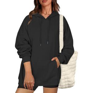🆕 Women Black Pullover Sweatshirts Long Sleeve Fall Winter Coat Fleece Hoodies
